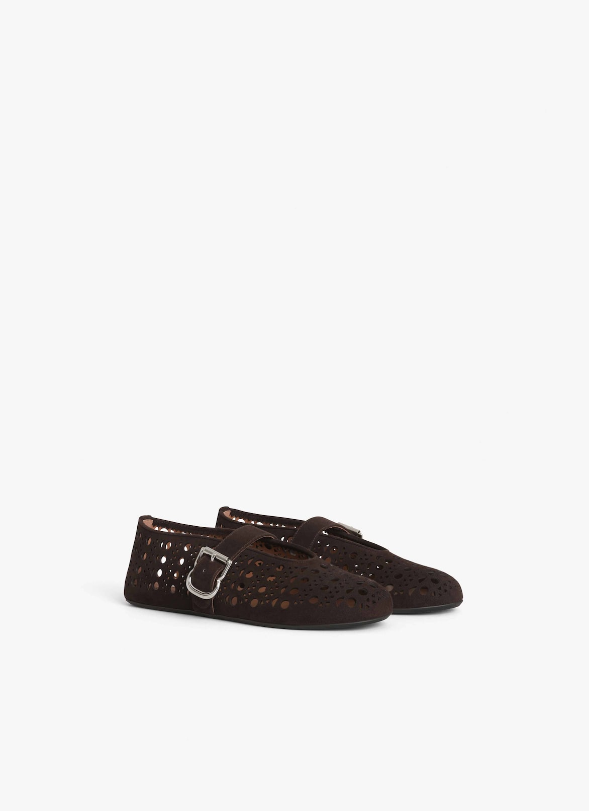BALLET FLATS VIENNE IN SUEDE ALAÏA DARK BROWN BALLET FLATS VIENNE IN SUEDE